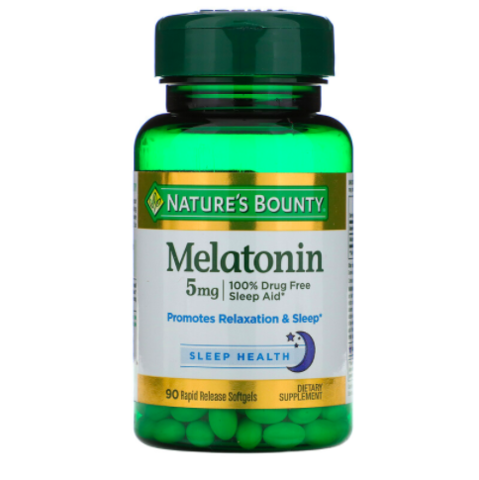 Nature's Bounty, Мелатонин, 5 мг, 90 мягких желатиновых капсул с быстрым высвобождением