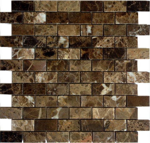Мозаика LeeDo Caramelle: Pietrine - Emperador Dark полированная 29,8x29,8х0,7 см (чип 23х48х7 мм)