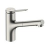 Hansgrohe Zesis M33 74803800 Смеситель для кухни с вытяжным изливом (нержавеющая сталь шлифованная)