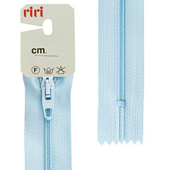Молния пластиковая брючная неразъемная (Riri, Ткань/пластик, Светло-голубая тесьма 79854, 18)