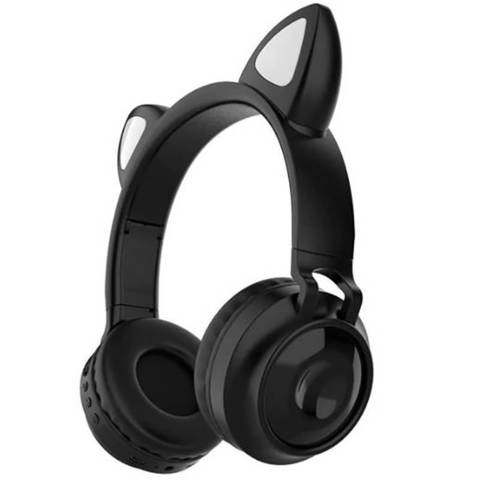 Беспроводные bluetooth наушники со светящимися кошачьми ушами Cat Ear Black Чёрные