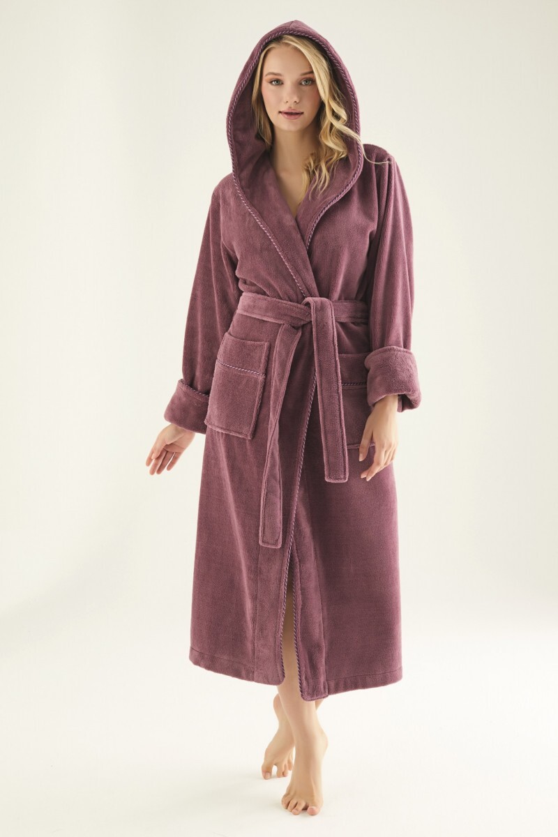 Махровые женские халаты Халат женский с капюшоном  6890 фиолетовый NUSA 6890ф.jpg