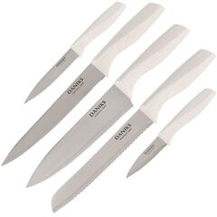 Набор ножей 6 пр, нерж сталь, рук пласт, с подст, пласт, Daniks, Латте, YW-A383