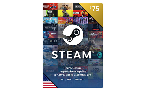 Карта оплаты Steam 75 USD USA [Цифровая версия] (для ПК, цифровой код доступа)