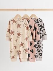 Комбинезон / Cлип для малышей Next B88-466, 3 шт., Бежевый, Светло-розовый, Серый