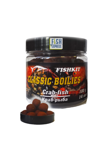 Бойлы FISHKIT Classic вареные тонущие 14мм 100гр. Краб-рыба