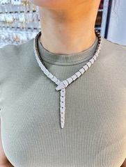 84052- Колье ЗМЕЯ из стали с цирконами, качество lux