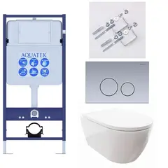 Aquatek SET Aquatek ПОЛАРИС-036 4в1 SET Aquatek ПОЛАРИС (рама Aquatek Standard INS-0000012+унитаз ПОЛАРИС AQ0700-00 с тонким сиденьем soft-close+ крепеж KKI-0000002 +панель KDI-0000036) фото