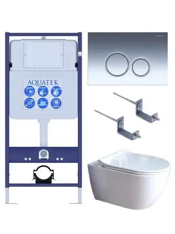 Aquatek SET Aquatek ПОЛАРИС 01-018 4в1 SET Aquatek ПОЛАРИС (рама Aquatek Standard INS-0000012+унитаз ПОЛАРИС AQ0700-01 с тонким сиденьем soft-close+ крепеж KKI-0000002 +панель KDI-0000018)