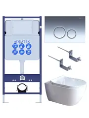 Aquatek SET Aquatek ПОЛАРИС 01-018 4в1 SET Aquatek ПОЛАРИС (рама Aquatek Standard INS-0000012+унитаз ПОЛАРИС AQ0700-01 с тонким сиденьем soft-close+ крепеж KKI-0000002 +панель KDI-0000018) фото