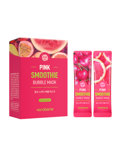 Verobene Маска для лица кислородная смузи коктейль красных и розовых фруктов Verobene pink smoothie bubble mask, 5 гр