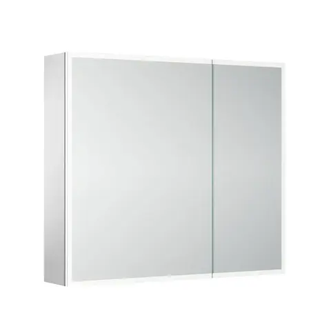 SC8080 Зеркальный шкаф для ванной комнаты из алюминия SANCOS Evoke 800x700х136 мм, с LED подсветкой