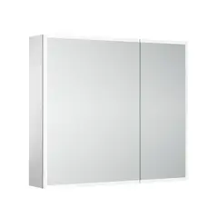 SC8080 Зеркальный шкаф для ванной комнаты из алюминия SANCOS Evoke 800x700х136 мм, с LED подсветкой фото