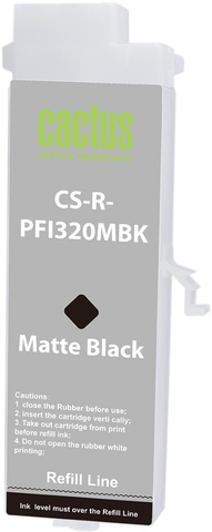 Картридж перезаправляемый струйный Cactus CS-R-PFI320MBK PFI-320 черный матовый (260мл) для Canon imagePROGRAF TM-200/200MFP/205/300/300MFP/305/250/255/350/355 без чипа