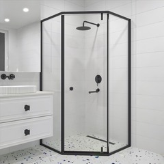 RGW 350608899-14 Душевой уголок 90*90*195 RGW HO-088-B Трапеция/Чёрный/Прозрачное/8 мм (2 уп.) фото