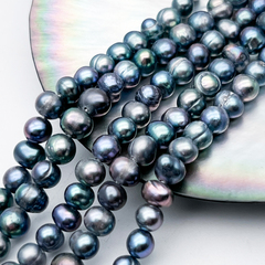 Жемчуг бусины, цвет черный АВ, размер около 4,5-5,5 см, цена за отрезок 17 см (1/2 нити)