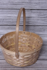 Корзина плетеная с ручкой (бамбук), Натуральный, D=26 см, H=12*30 см, 1 шт.