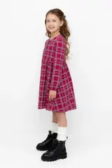 платье  для девочки  КР 5900/тем.бордовый,шотландская клетка к503