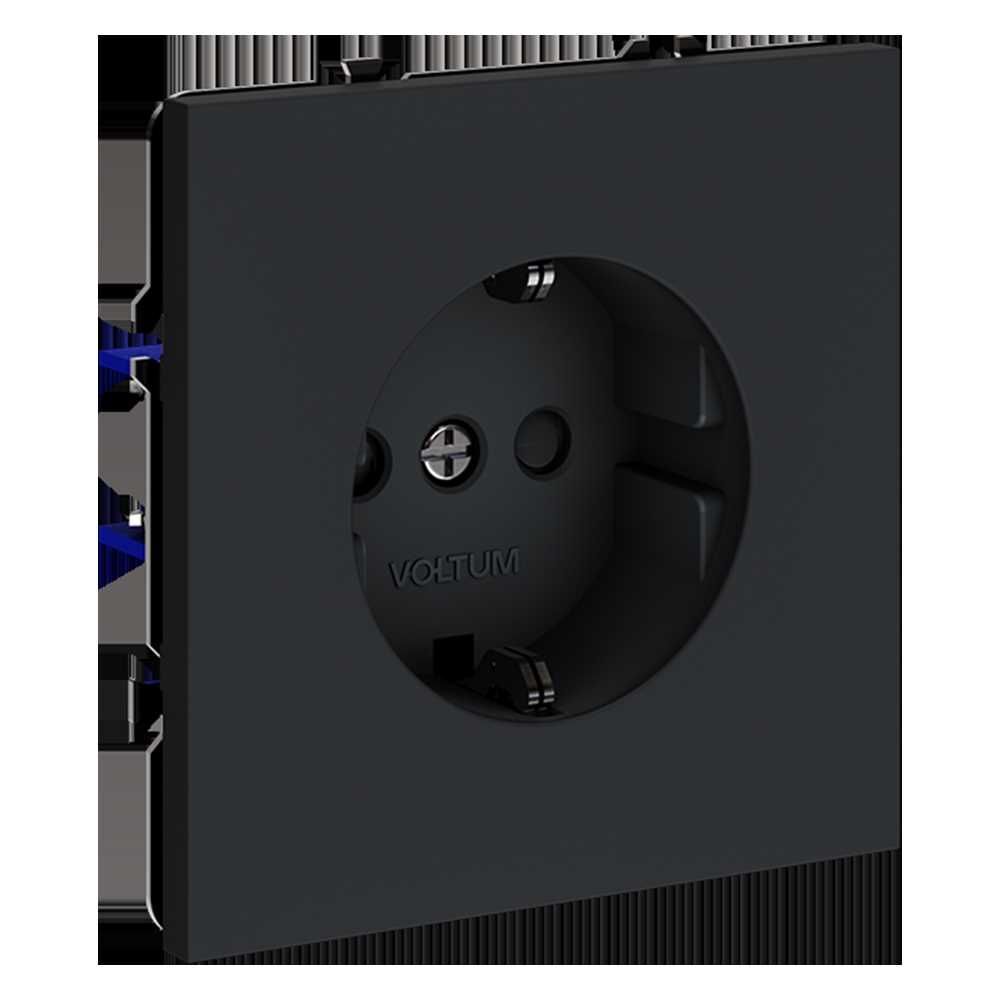 Розетка встраиваемая Voltum S70 с заземлением и защитными шторками, 16А, (графит) VLS040207