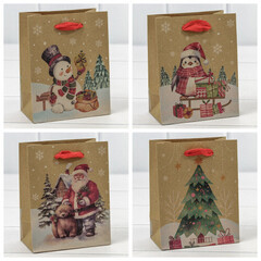 
          Пакет подарочный 12 х 15 х 6.7 см Набор 4 шт "Крафт" (Крафт)