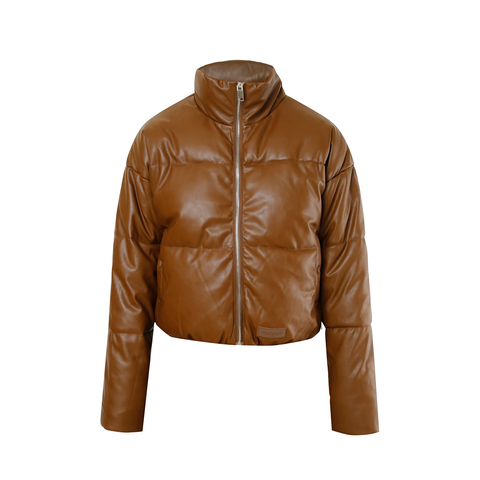 Vegan leather puffer jacket