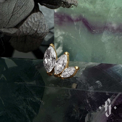 Кластер "Various Marquise" - Желтое золото - White CZ