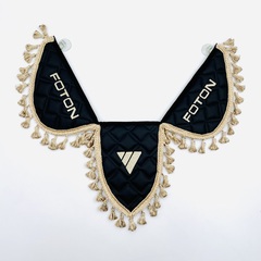 Вымпел тройной Foton (экокожа, черный с бежевой вышивкой)