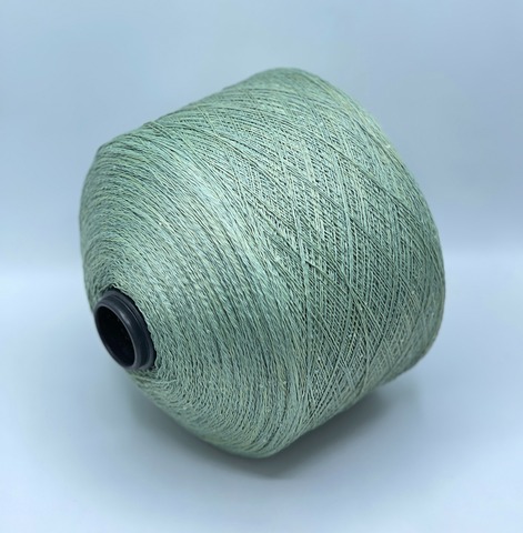 Бобинная пряжа, Linette Pailletes, 450м, 80% Лен, 20% Полиэстер(пайетка), Салатовый меланж+пайетка(прозрачная).37699