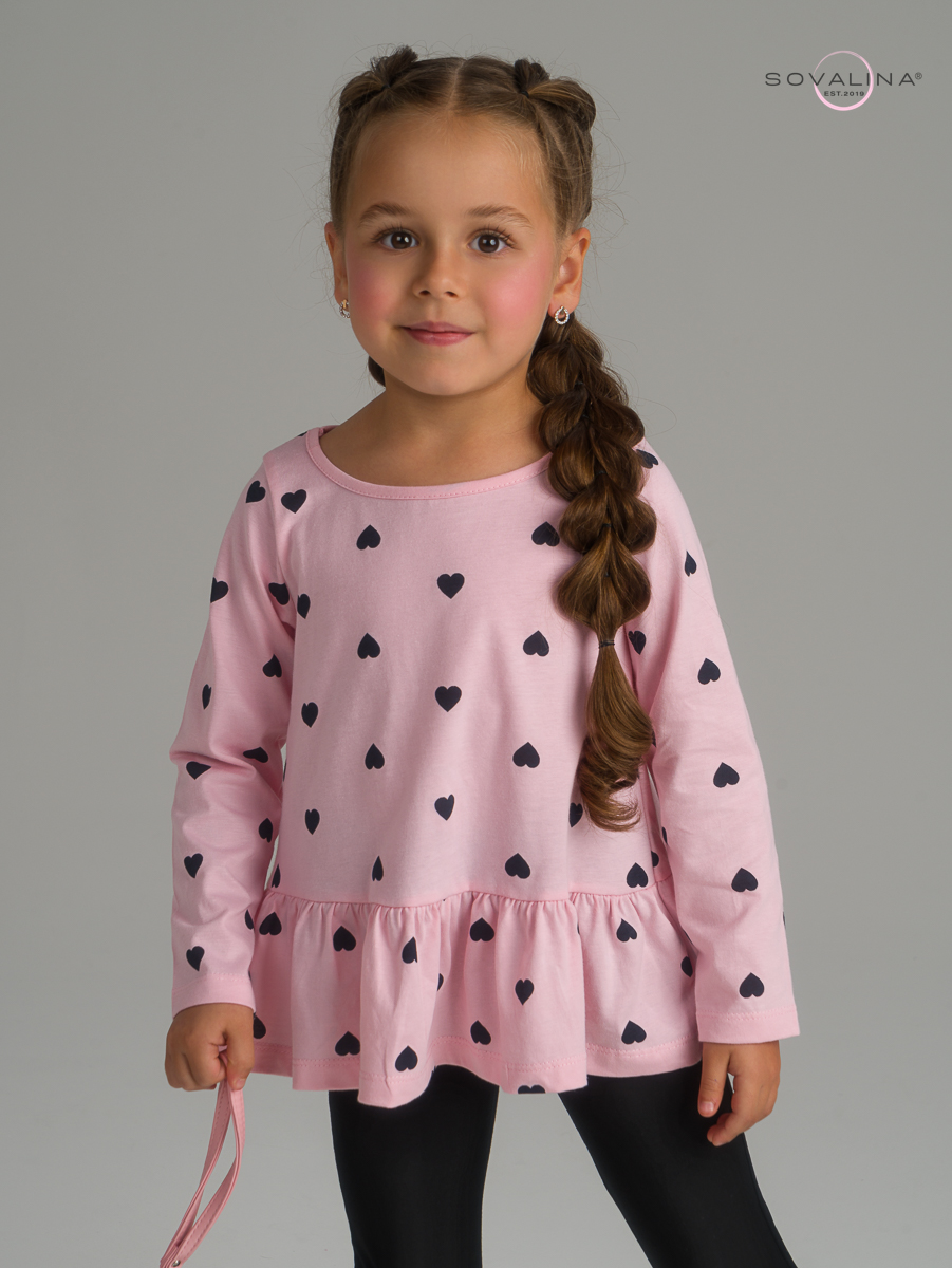 Костюм Алиса черные сердечки на розовом-черная