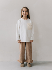 Вельветовые брюки с рюшками, Кофе