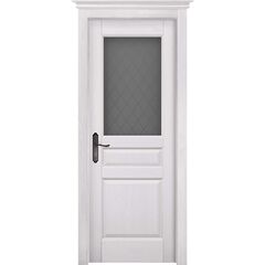 Купить Межкомнатная дверь массив сосны Пандора Браш белый айсберг эмаль остеклённая