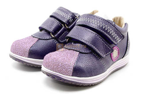 Ботинки для девочек Лель (LEL) из натуральной кожи на липучках цвет фиолетовый, 3-927A. Изображение 6 из 16.