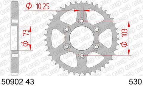 50902-43 звезда задняя (ведомая) стальная , 530, AFAM