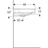 Раковина Geberit Smyle Square: B=120см, T=48см, Отверстие под смеситель=По центру, Перелив=На виду, Белый