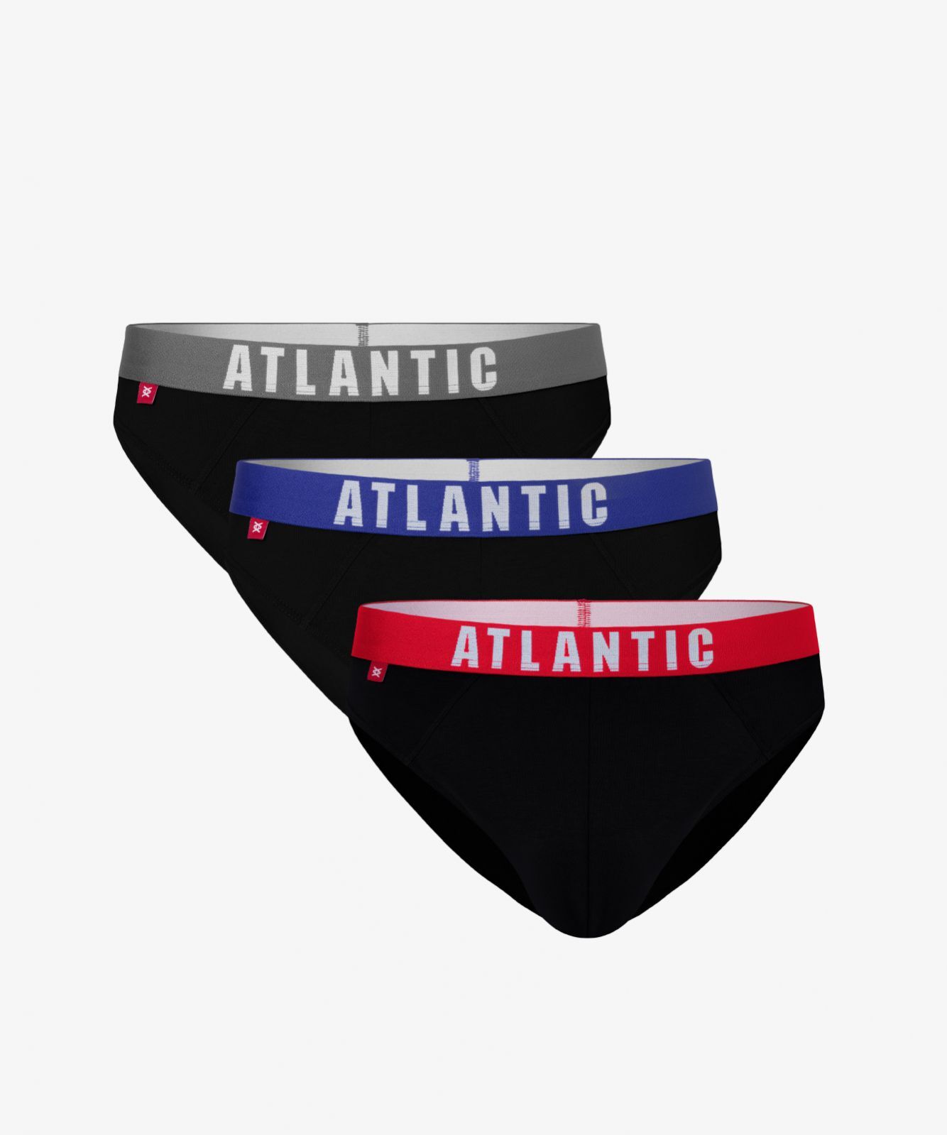 Мужские трусы слипы спорт Atlantic, набор 3 шт., хлопок, графит + серый меланж + черные, 3MP-094