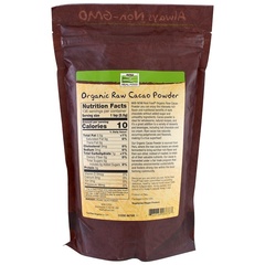 Now Foods, Real Food, органический сырой какао-порошок, 340 г (12 унций)