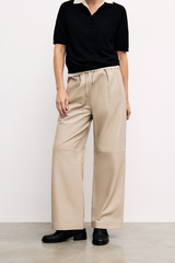 Trousers with elastic waistband beige color