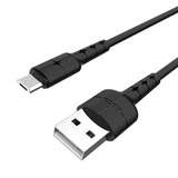 Кабель USB - Micro-USB 2,4А HOCO X30 1м (100 см) с индикатором (Черный)