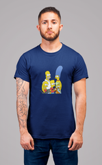 Мужская футболка с принтом мультфильма Симпсоны, Барт, Мардж, Гомер, Лиза, Мэгги (The Simpsons) темно-синяя 001