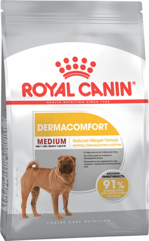 10 кг. ROYAL CANIN Сухой корм для взрослых собак средних пород с чувствительной кожей MEDIUM Dermacomfort