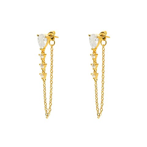 Drop Earrings with Chain - Chrystals