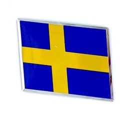 Наклейка Шведский флаг (Volvo) объемная полиуретановая (шильдик флаг Швеции, 4,5х5,5см)