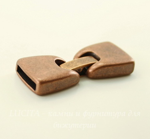 Замок из 2х частей для плоского шнура (цвет - античная медь) 40х16 мм