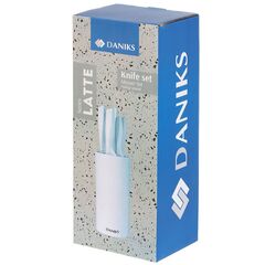 Набор ножей 6 пр, нерж сталь, рук пласт, с подст, пласт, Daniks, Латте, YW-A383