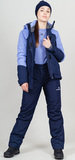 Премиальный теплый зимний костюм Nordski Mount 2.0 Blue-Lavender женский с высокой спинкой