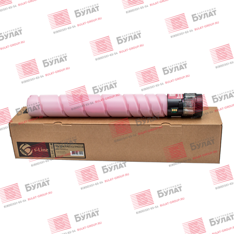 Тонер-картридж БУЛАТ s-Line TN-324M, TN-512M, TN-514M для Konica Minolta bizhub C258, bizhub C454, bizhub C458 (Пурпурный, 26000 стр.), универсальный