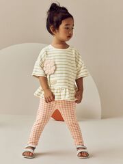 Футболка и легинсы в комплекте для девочки Next E51-368, Молочный, Розовый