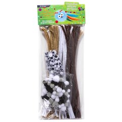 
          Набор для творчества Alingar, Проволока пушистая-30 см 80 шт, Помпоны-90 шт, Глазки-90 шт, "Белый, коричневые, чёрный, серый", пакет с европодвесом