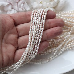 Жемчуг натуральный речной, рис, 3,5-4,2 мм, 1 нить, Ж018