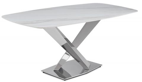 Стол обеденный Ist Casa Интерно Силвер, 180х90х75 см, белый мрамор, серебро